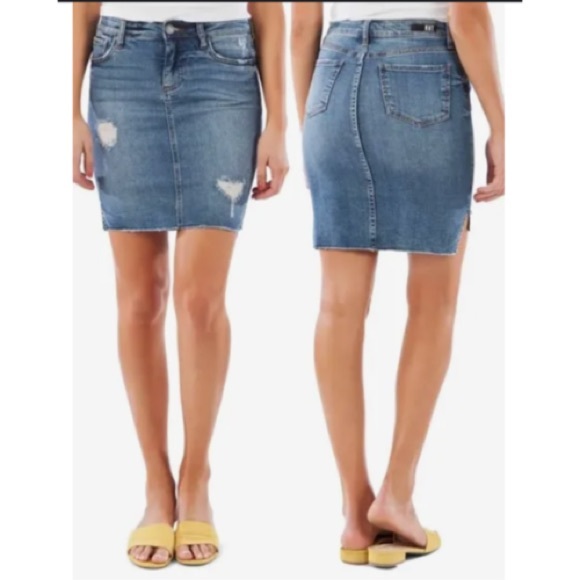 Kut from the Kloth Dresses & Skirts - Kut from the kloth Connie denim high low skirt distressed size 10 raw edge